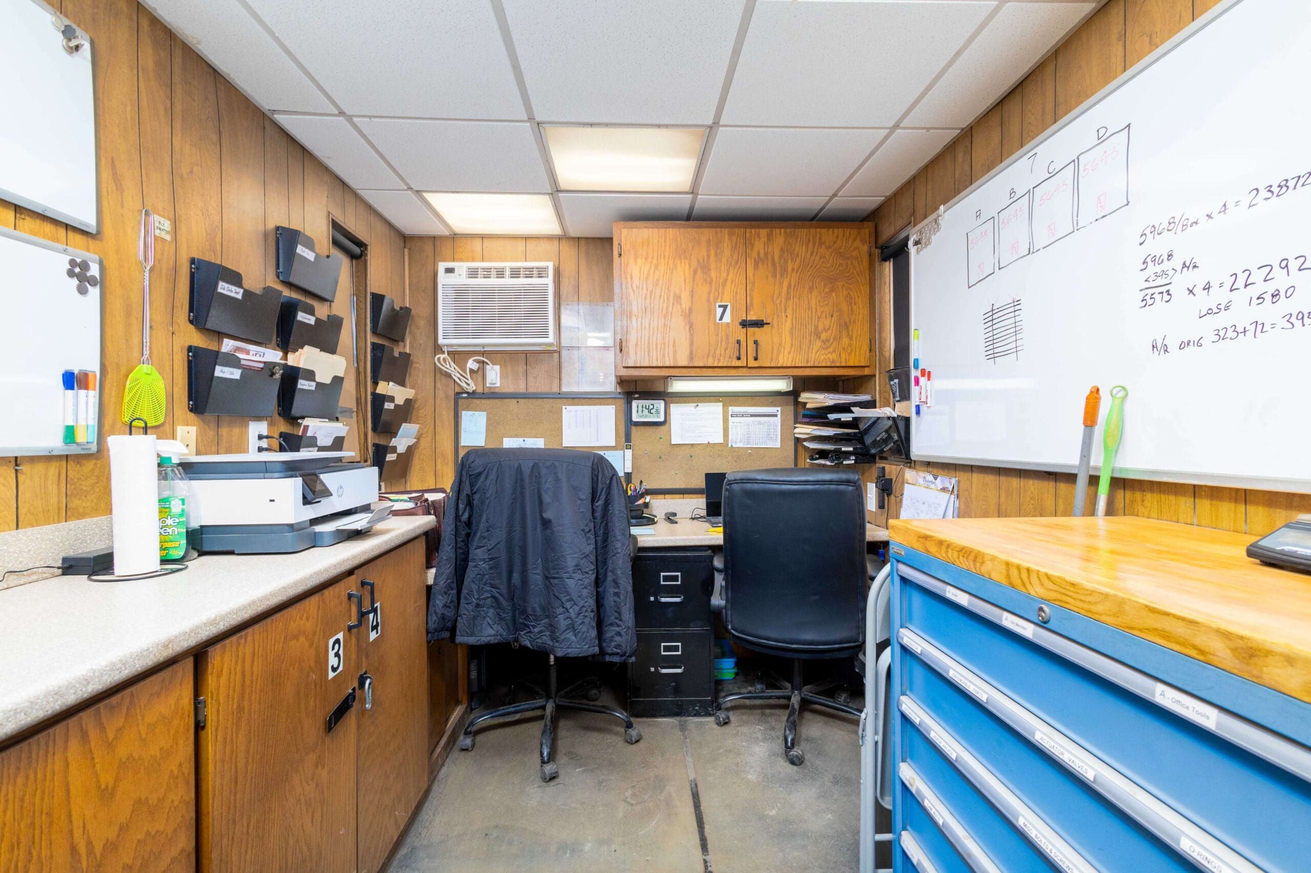 Office and workbench inside a UIR trailer