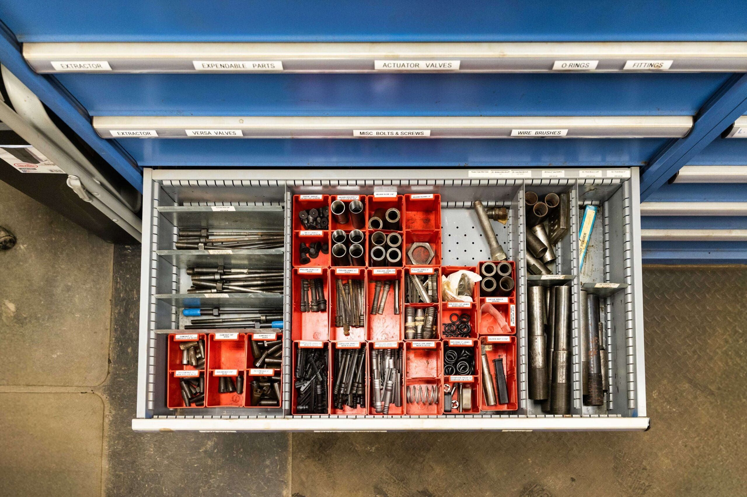 Tools and equipment stored in a UIR trailer