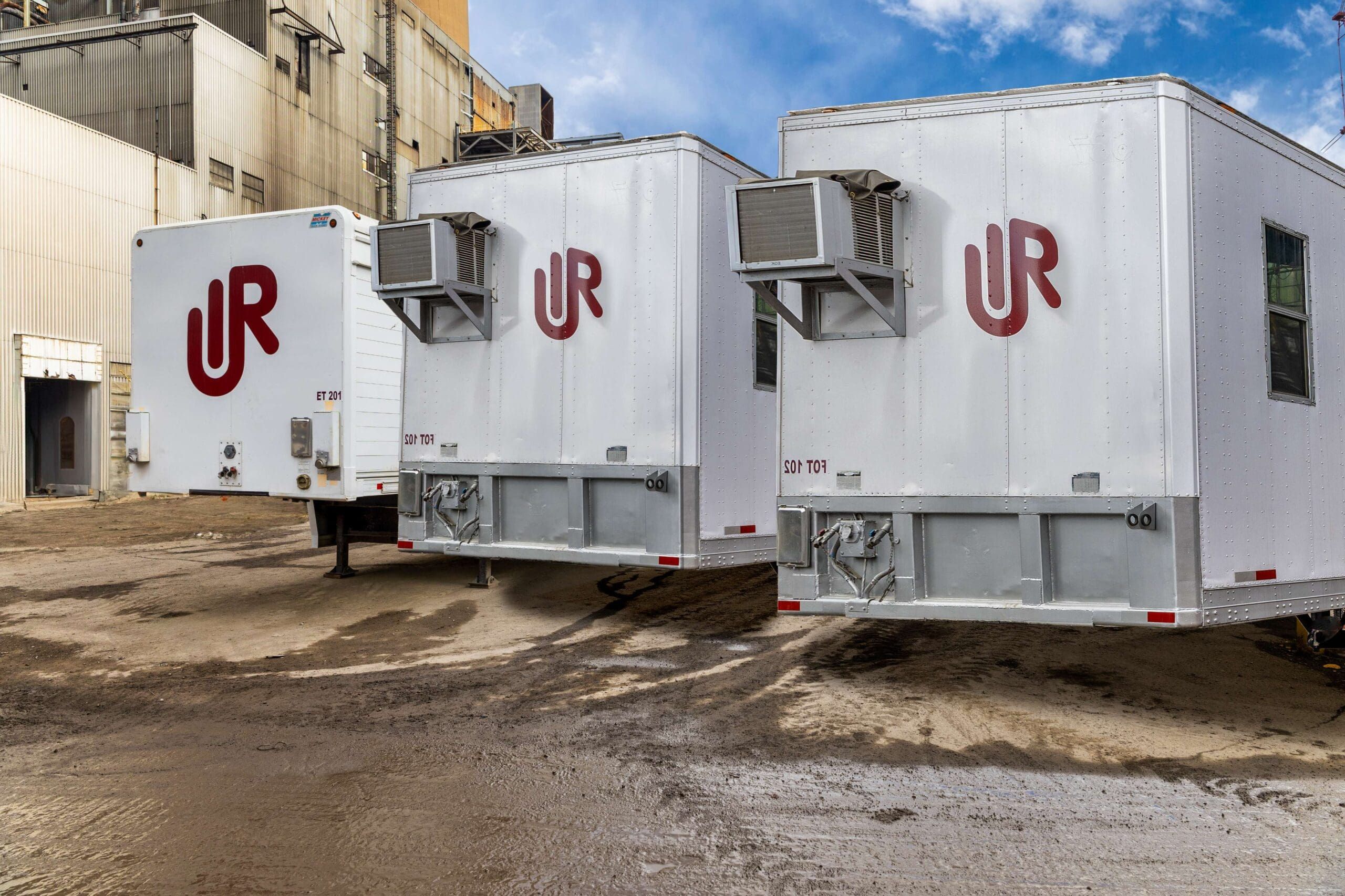 UIR trailers and trucks on site